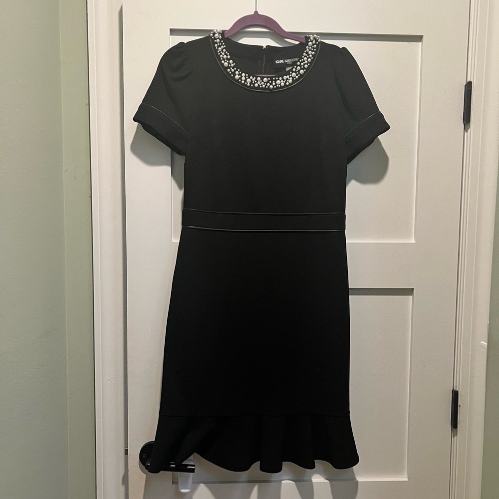 Karl Lagerfeld Embellished Neck Dress